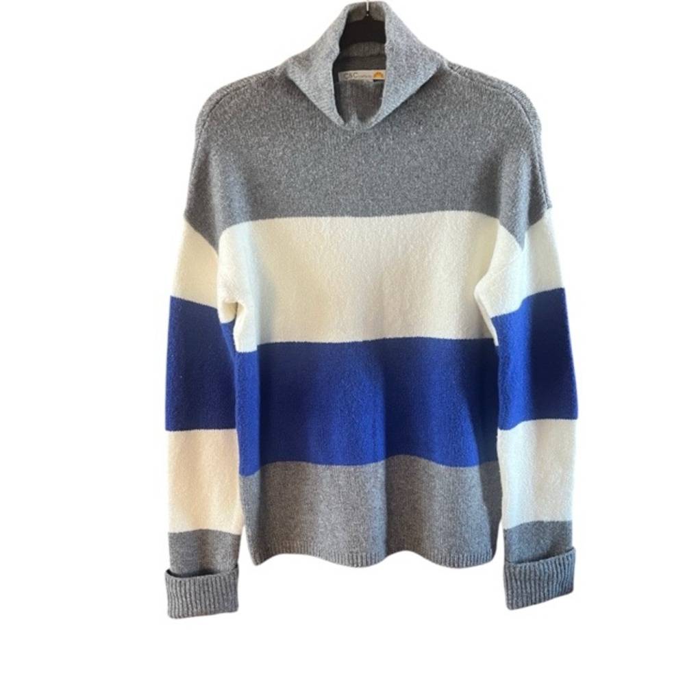 C&C California Cowl Neck Colorblock Wool Blend Sweater